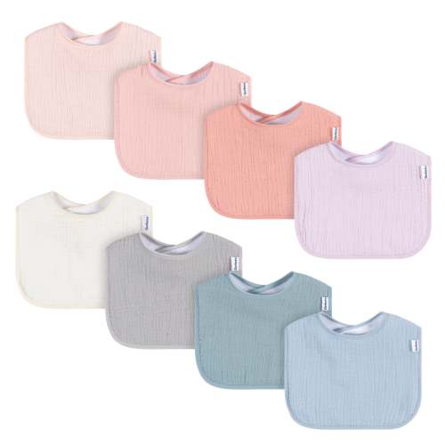 8-Pack Baby Girls Pastel Muslin Drooling  Bibs