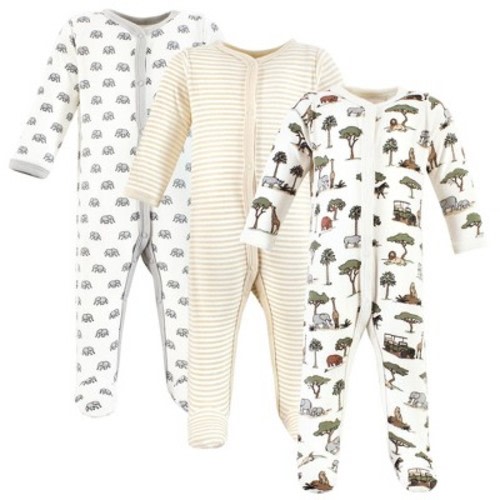 Hudson Baby Infant Baby Cotton Sleep and Play 3-Pack, Going On Safari, 0-3 Months