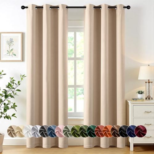 MIULEE Blackout Curtains for Bedroom 2 Panels 40 x 72 Inch Long Beige