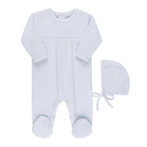 Smocked Velour Romper with Hat - Blue – Cheeky Baby Boutique Rome