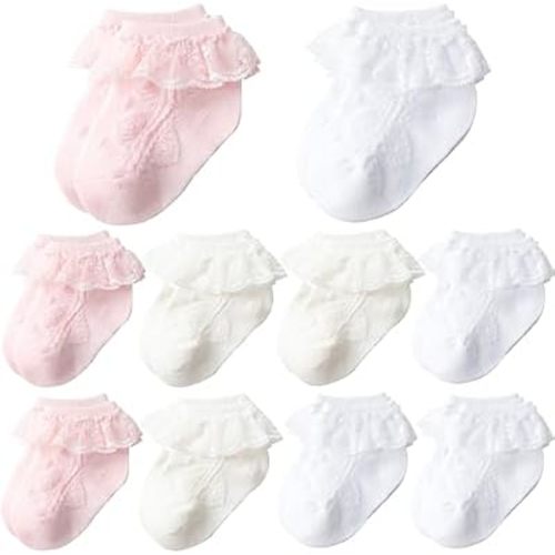 Baby Girl Lace Socks 10 Pack Newborn Ruffle Socks Cotton Ankle Dress Sock
