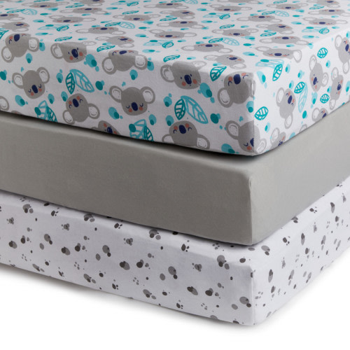 Small Story Organic Cotton Jersey Crib Sheets (3 Pack) - Cute Koala