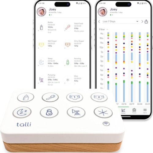 Talli Daily One-Touch Baby Tracker - Baby Monitor to Log Feedings, Diapers, Sleep & More - Electronic Journal Links to Mobile App for Real-Time Baby Monitoring & Tracking - Alexa Compatible