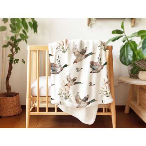 Watercolor Mallard Duck Minky Blanket, Soft Baby Blanket for Nursery, Mallard Duck Theme Nursery, Toddler Blanket, Hunting Baby Gift