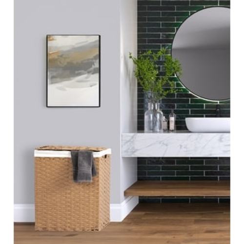 Seville Classics Lidded Foldable Portable Rectangular Laundry Hamper Basket with Washable Liner