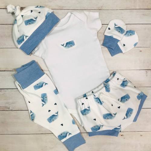 Organic Coming Home Blue Whale Baby Clothes, Nature Ocean Nautical Baby Leggings Bummies