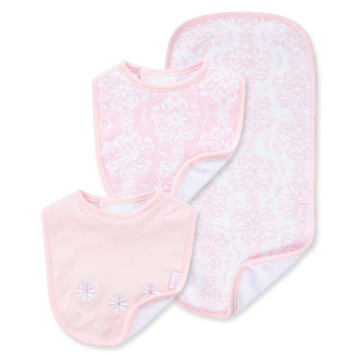 Damask Scroll Bib & Burp Set
