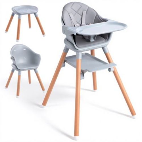 Baby High Chair for Babies and Toddlers Solid Wood Legs 5-Point Harness Adjustable Footrest Tray