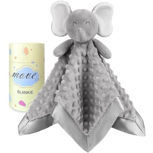 Baby Security Blanket, Soft Baby Lovey Toy Blanket for Boys and Girls, Snuggle Toy Lovie Newborn Gift, Unisex Baby Plush Gray Elephant 16 Inch