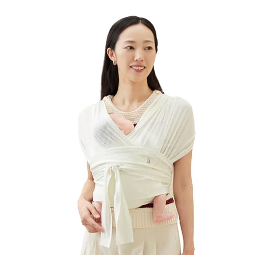 Konny Baby Carrier Flex AirMesh with Head Support- Adjustable, Easy to Wear Baby Wrap Sling, Perfect for Newborn Babies Essentials up to 44 lbs (XS-XL) - Cream