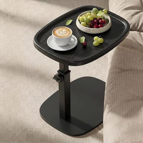 VASAGLE C Side Table Adjustable Height, Couch Sofa End Table, TV Tray