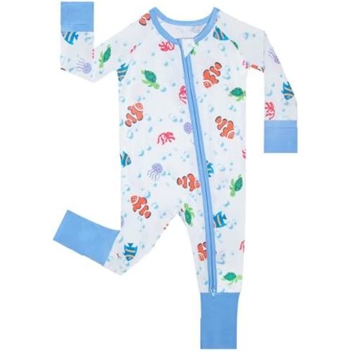 GUISBY Baby Boys' Pajamas Sleep N Play, Baby Clothes, Long Sleeve, Footless,Newborn-2T