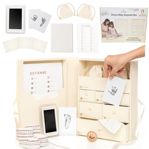 Estienne Large Light Yellow Modern Baby Keepsake Box - Memory Box for Baby Girl & Boy, Gift-Ready Keepsake Storage Box with Lids