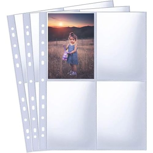 WITHYU 120 Pack A6 Binder Inserts (960 Pictures), 11-Hole 4x6 Photo Sleeves Fits 2/3/4 Ring 8.5x11 Binders, Ultra-Clear Binder Sleeves, Acid Free Plastic Paper Protector Sheets for Photocard Binder