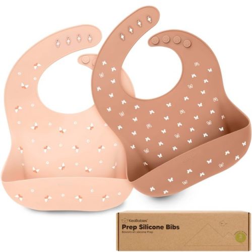 KeaBabies 2-Pack Silicone Bibs For Babies, Food Grade Silicone Baby Bibs for Eating, Feeding, Toddler Bibs, Boys, Girls