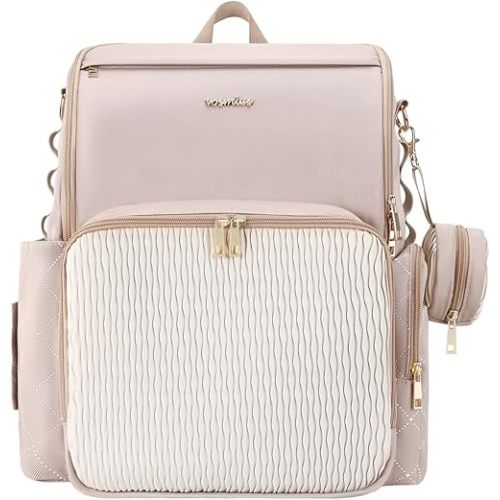 Stylish Baby Diaper Bag, Baby Bag with Changing Pad, Pacifier Case& Stroller Straps, Large Diaper Backpack Boy Girl, Water Resistant Travel Diaper Backpack for Mom Dad