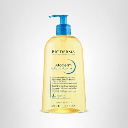 Bioderma Atoderm Shower Oil, Cleansing Oil For Face & Body, Nourishing Cleansing Oil For Dry to Atopic Sensitive Skin For Softer & Smooth Skin For Your Whole Family