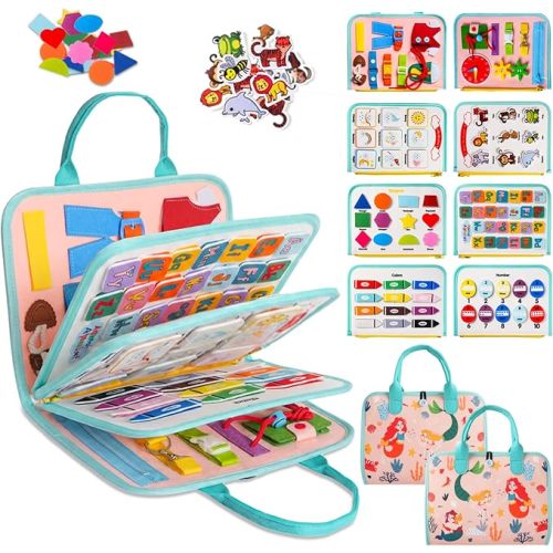 Toddlers Busy Board Montessori Toys for Old 1-3 Year Girl Busy Book