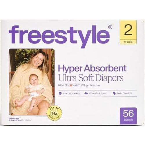 Free~Style Hyper Absorbent Ultra Soft TCF Luxury Diapers, 56 Count Size 2,