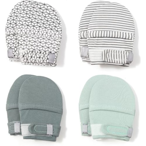 Baby Newborn No Scratch Mittens Stay On, 100% Cotton Adjustable 0-12M