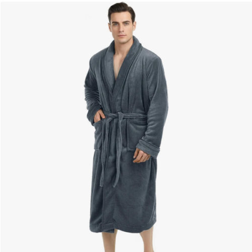 NY Threads Luxurious Men's Shawl Collar Fleece Bathrobe Spa Robe, Large-X-Large