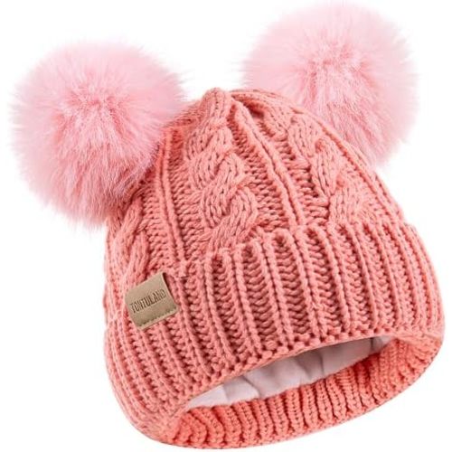 Kids Winter Beanie Children’s Warm Knitted Fleece Lined Ski Pom-Pom Warm Knit Hat for Boys & Girls 3-9 Years
