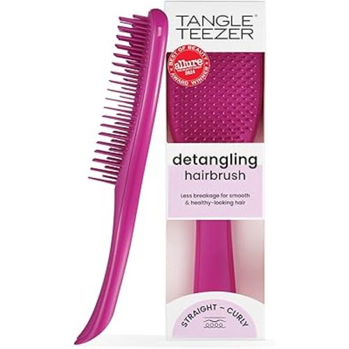 Tangle Teezer Ultimate Detangler Brush for Wet & Dry Hair, Eliminates Knots & Reduces Breakage for All Hair Types, Electric Raspberry