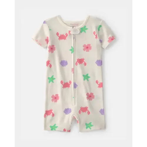 Baby Girl Sea Critters 100% Cotton 1-Piece Romper Pajama - Cream | Carter's