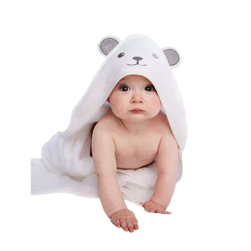 HIPHOP PANDA Hooded Towel - Rayon Made from Bamboo, Bath Towel with Bear Ears for Newborn, Babie, Toddler, Infant - Absorbent Large Baby Towel - Bear, 37.5 x 37.5 Inch