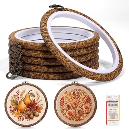 Caydo 6 Pieces Imitated Wood Embroidery Hoop Frame, 6Inch