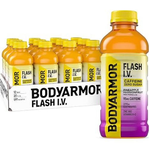 BODYARMOR Flash IV Caffeine + Zero Sugar Drink, Pineapple, 20 Oz (12 Pk)