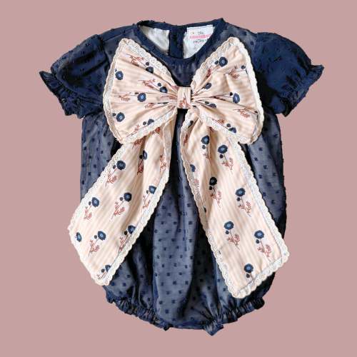 Navy Chiffon Large Bow Bubble
