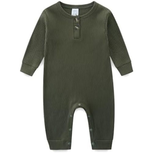 Unisex Newborn Baby Romper Ribbed Onesie Infant Long/Short Sleeve Jumpsuit