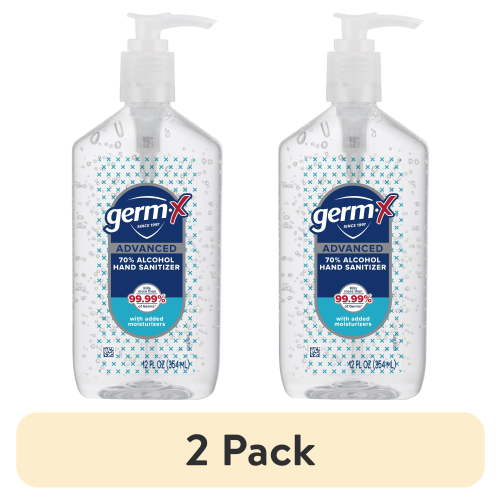 (2 pack) Germ-X Advanced Hand Sanitizer with Pump, Alcohol & Moisturizers, Original Fresh Scent, 12 fl oz.