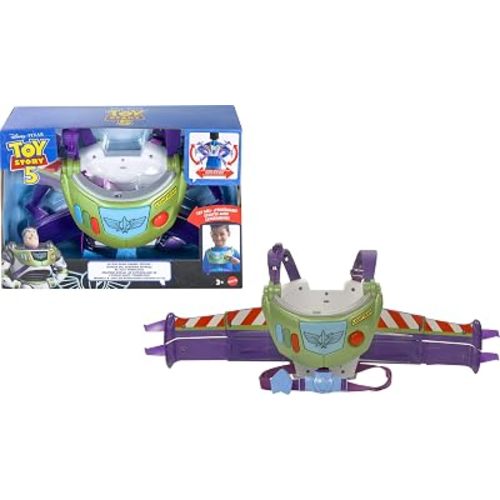 Mattel Disney and Pixar Toy Story 5 Hi-Tech Space Ranger Jetpack, Kids Role Play Gear, Wings Transform, Lights & Sounds, Adjustable Strap