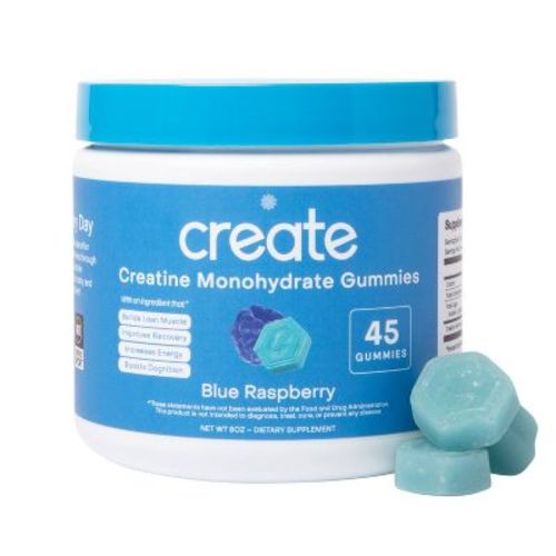 Create Wellness Creatine Monohydrate Sports Nutrition Supplement Gummies - Blue Raspberry - 8oz/45ct