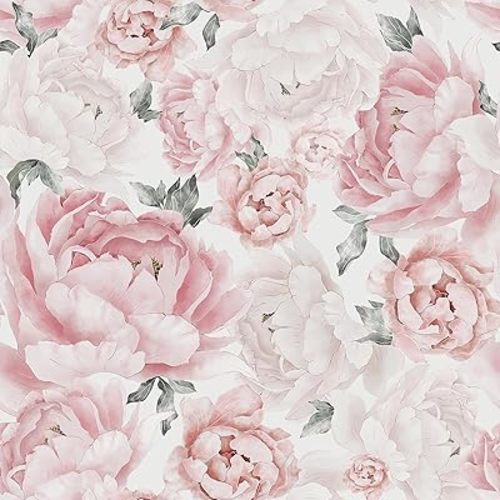 Pink Floral Wallpaper Peel and Stick Removable Self Adhesive Wall Paper for Bedroom Bathroom Flowers Contact Paper for Cabinets Walls Vinyl Rolls 78.7''x 17.3"