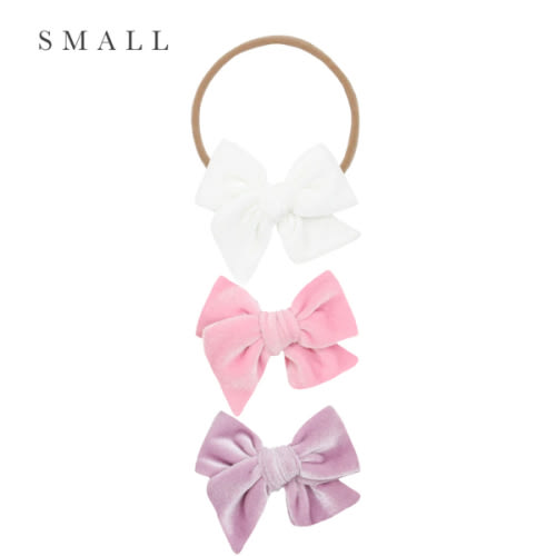Velvet Bow 3 Pack: Bubblegum Headbands