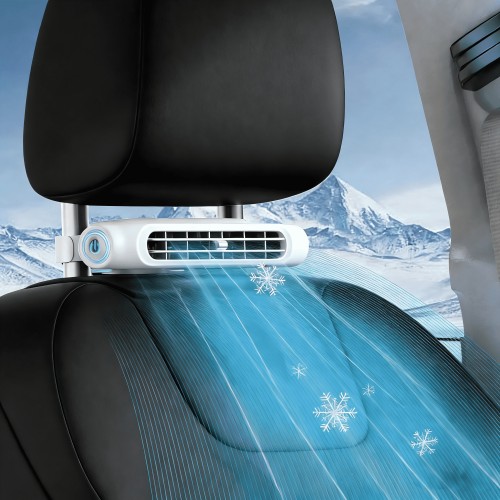 Matxabr Car Seat Fan, Car Seat Cooling Fan for Driver and Passenger Seat - Mini Portable USB Fan for Rear Seat Headrest, Silent Neck Back Fan Can Cool Your Back and Neck (White)