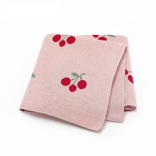 MyKids-USA Knitted Cute And Sweet Cherry Soft Baby Blanket, Perfect For Newborn Boys And Girls