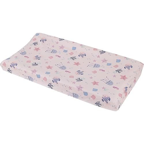 NoJo Mermaid Lagoon Pink, and Blue Sea Friends Super Soft Contoured Changing Pad Cover