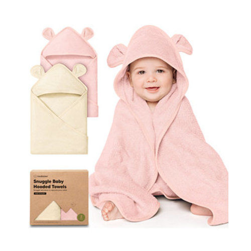 2pk Snuggle Baby Towels with Hood for Newborn Girls, Boys, Toddlers, Soft & Absorbent Hooded Baby Bath Towels