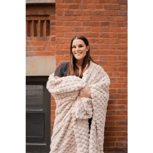 Belgian Waffle Oatmeal Plush Blanket | Minky Couture