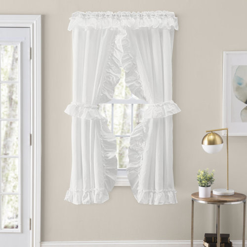 Winston Porter Ellis Cotton Blend Semi-Sheer Curtain Pair & Reviews | Wayfair