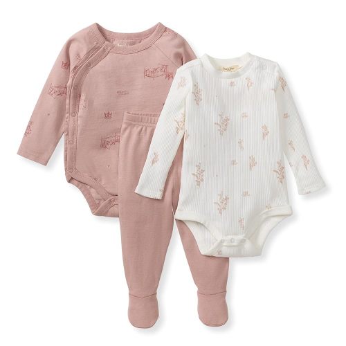 Burt's Bees Baby Unisex 3-Piece Bodysuit and Pant Set, 100% Organic Cotton Infant Outfit