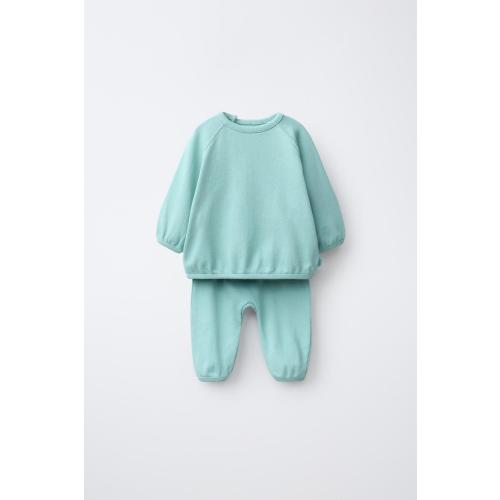 SOLID BALLOON PANTS AND SWEATSHIRT SET - Washed petrol | ZARA United States