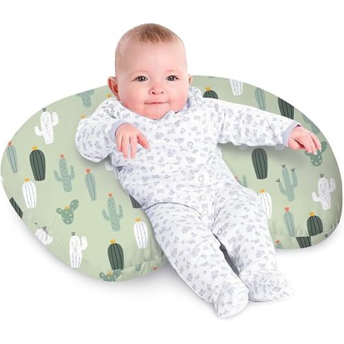 Little Grape Land Nursing Pillow for Infants, Breastfeeding Pillows, Baby Support Pillow for Nursing, Bottle Feeding, Tummy Time with Machine Washable Cover & Breathable Filling, Cactus