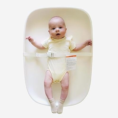 Snuggle Me® Baby Changing Pad - Soft PU Foam Diaper Changing Pad for Dresser, Scandi-Inspired with Wooden Base in Light Oak Finish, Wipe-Clean Surface & Safety Strap (27.6" × 18.9" × 3.9")