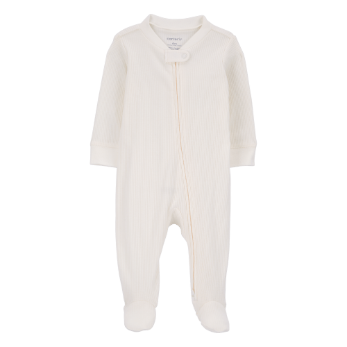 Baby Zip-Up Ribbed Sleep & Play Pajamas - Ivory - Carter's | Carter's