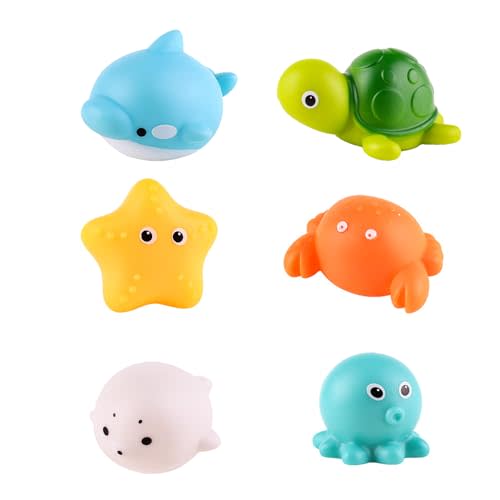 No Hole Animal Bathtub Toys Baby Bath Tub Toys for Toddlers Boys Girls , Mold Free Bath Toys Tub Beach Pool Shower Float Rubber Toys